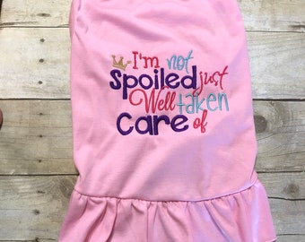 Cute Spoiled Puppy Dog Tshirt or Dress, Spoiled Puppy Clothes, Cute Small Dog Summer Birthday Dress Shirt, Embroidered Shirt