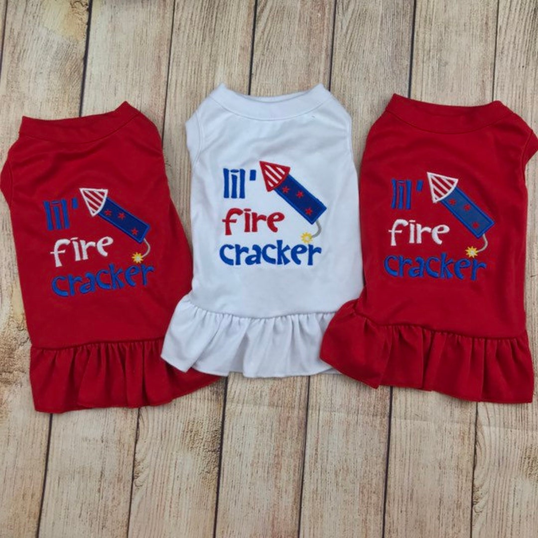 July 4th Memorial Day Dog Shirt Dress Lil Fire Cracker Etsy