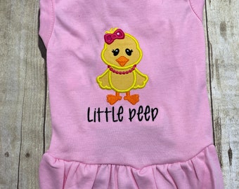 Dog Easter Shirt or Dress, Girl Chick with Name, Pretty Custom Puppy or Cat Dress, Holiday Happy Easter Dog Tshirt, Pet Clothes