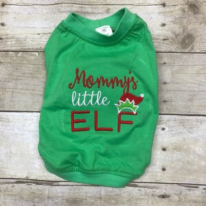 Dog Christmas Shirt or Dress, Mommy's Little Elf Cute Puppy Holiday Clothes, Small Dog Holiday Shirt, Holiday Dress, HO HO HO image 2