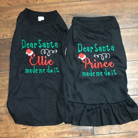 Dog Christmas Shirt Dress, Dear Santa, Dog Sister Brother Shirt, Cute Pet Sayings Holiday Attire Outfit, Dog Cat Clothing
