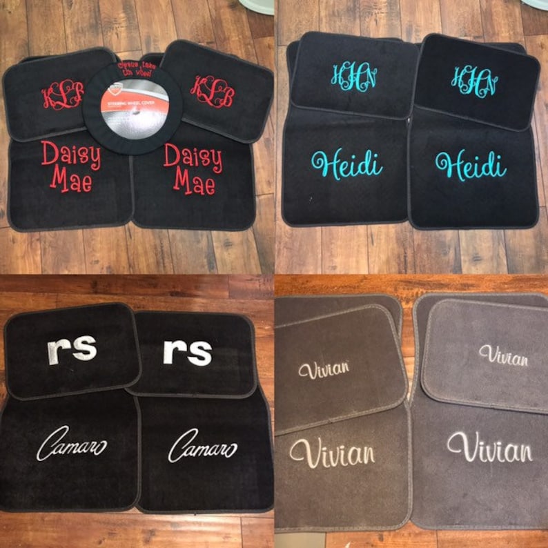 Car Floor Mats with Name or Words Custom Embroidered Set of 4 Etsy