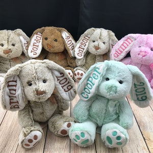 Easter Bunny Toy Personalized with a Name and/or year--Stuffed Bunny Monogrammed, Easter Bunny Basket Stuffer, Easter Decorations