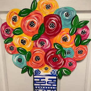 Spring Door Hanger / Flower Door Hanger / Summer Door Hanger / Flower Pot Door hanger