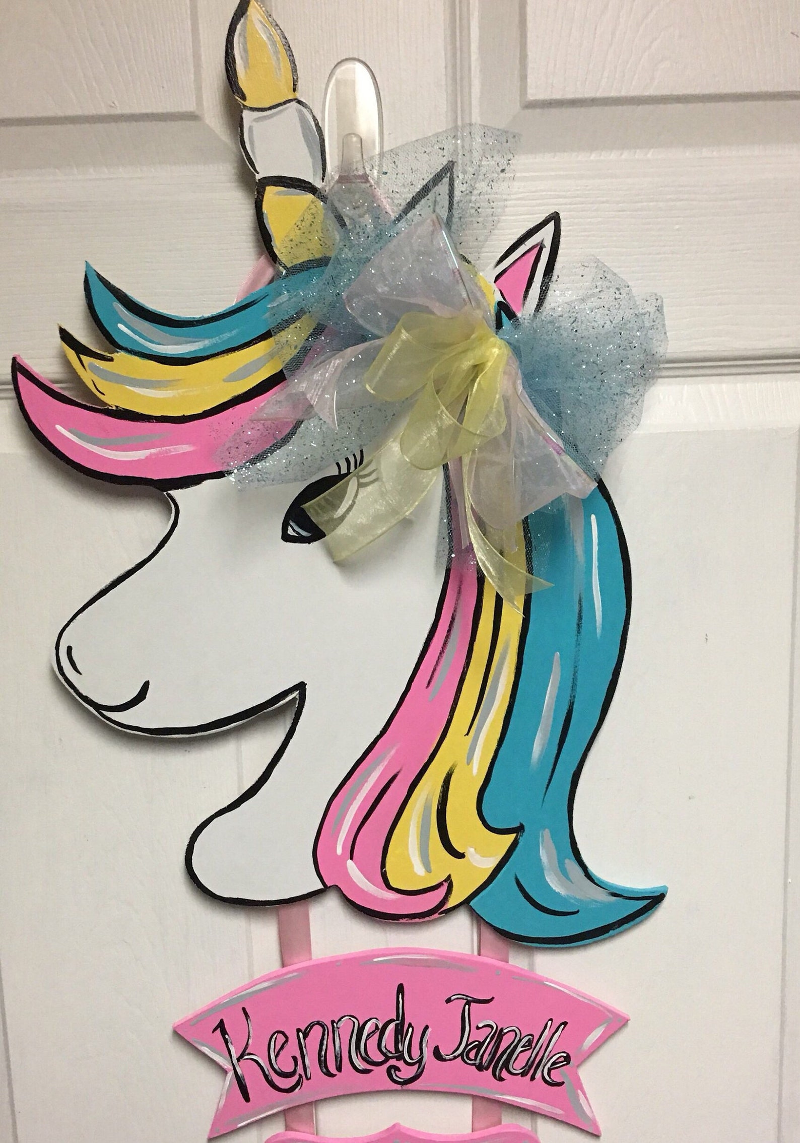 Unicorn Baby Door Hanger Announcement Etsy Italia