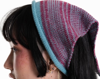 Colourful Knit Hair Kerchief | Triangle Bandana | Headscarf | Knit Hairpiece