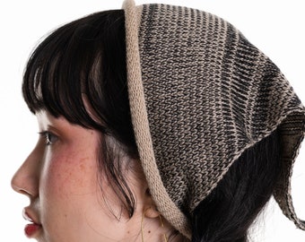 Colourful Knit Hair Kerchief | Triangle Bandana | Headscarf | Knit Hairpiece