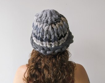 Chunky Knitted Bucket Hat - One of  Kind - Zero Waste Design