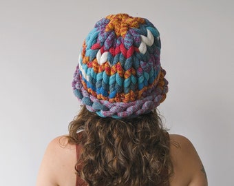 Chunky Knitted Bucket Hat - One of  Kind - Zero Waste Design