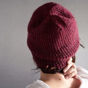 Slouchy Wool Beanie Hat in Mulberry Purple Maroon Made to Order image 3