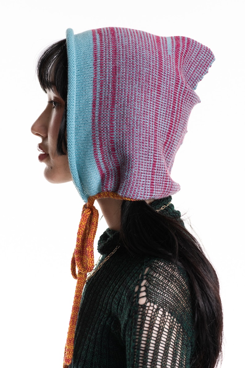 Colourful Knit Bonnet Merino Wool image 3