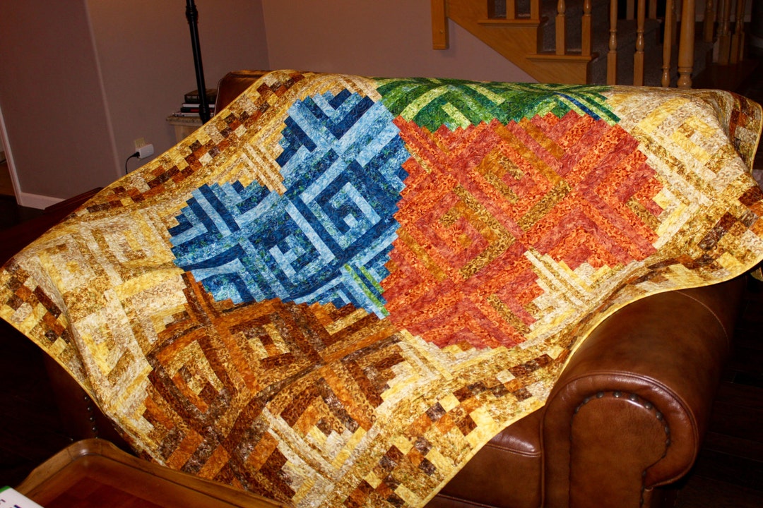 Log Cabin Hearts Quilt Pattern – Labyrinth Design, 55" X 80" (PDF ...