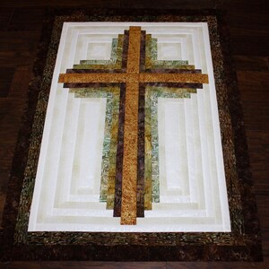 Log Cabin Christian Cross Cross quilt wall hanging multiple sizes PDF Download image 10