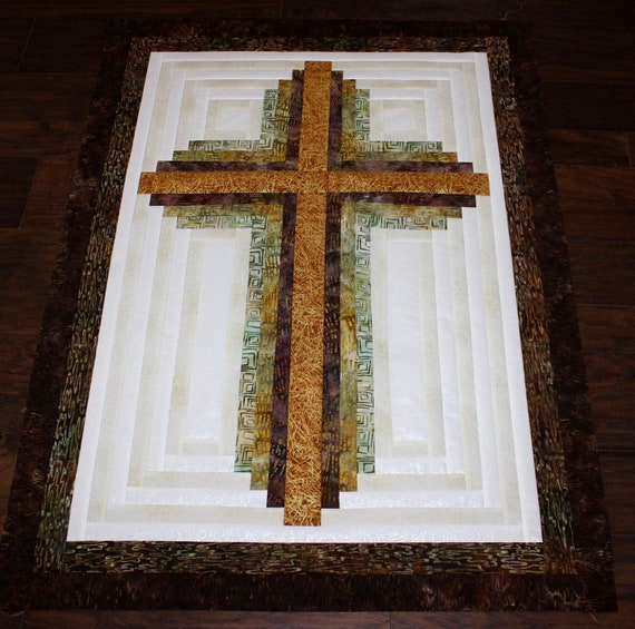 Log Cabin Christian Cross Cross Quilt Wall Hanging Etsy
