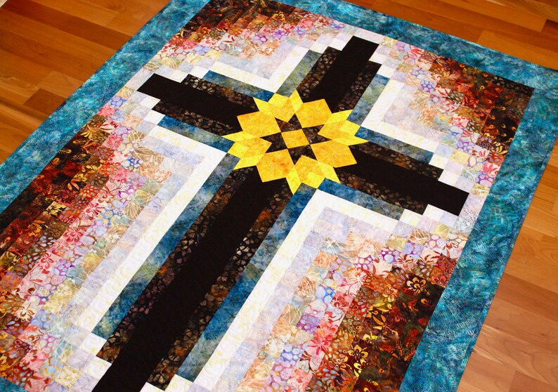 Cross Quilt Pattern Painted Cross Wall Hanging 42 In. X 55 Etsy