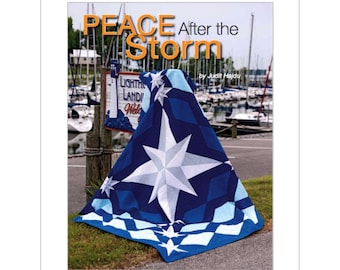 Compass Quilt pattern , Peace After the Storm , Storm at Sea variation , king size: 104" x 104" . PRINTED Pattern