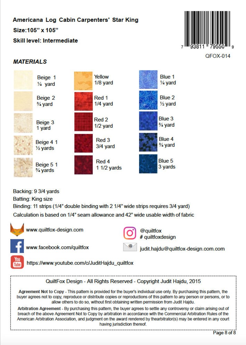 Americana Carpenter Star Quilt Pattern - Log Cabin Design (PDF Download ...