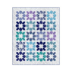 Quilt Pattern- Morning Glories, multiple sizes - PDF pattern