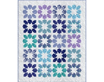 Quilt Pattern- Morning Glories, multiple sizes - PDF pattern