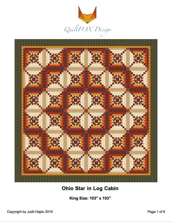 Log Cabin Quilt Pattern Ohio Star In Log Cabin Star In The Etsy