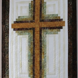 Cross Quilt Pattern , Log Cabin Christian Cross , Wall hanging: 33 inch x 45 inch , PDF Download image 2