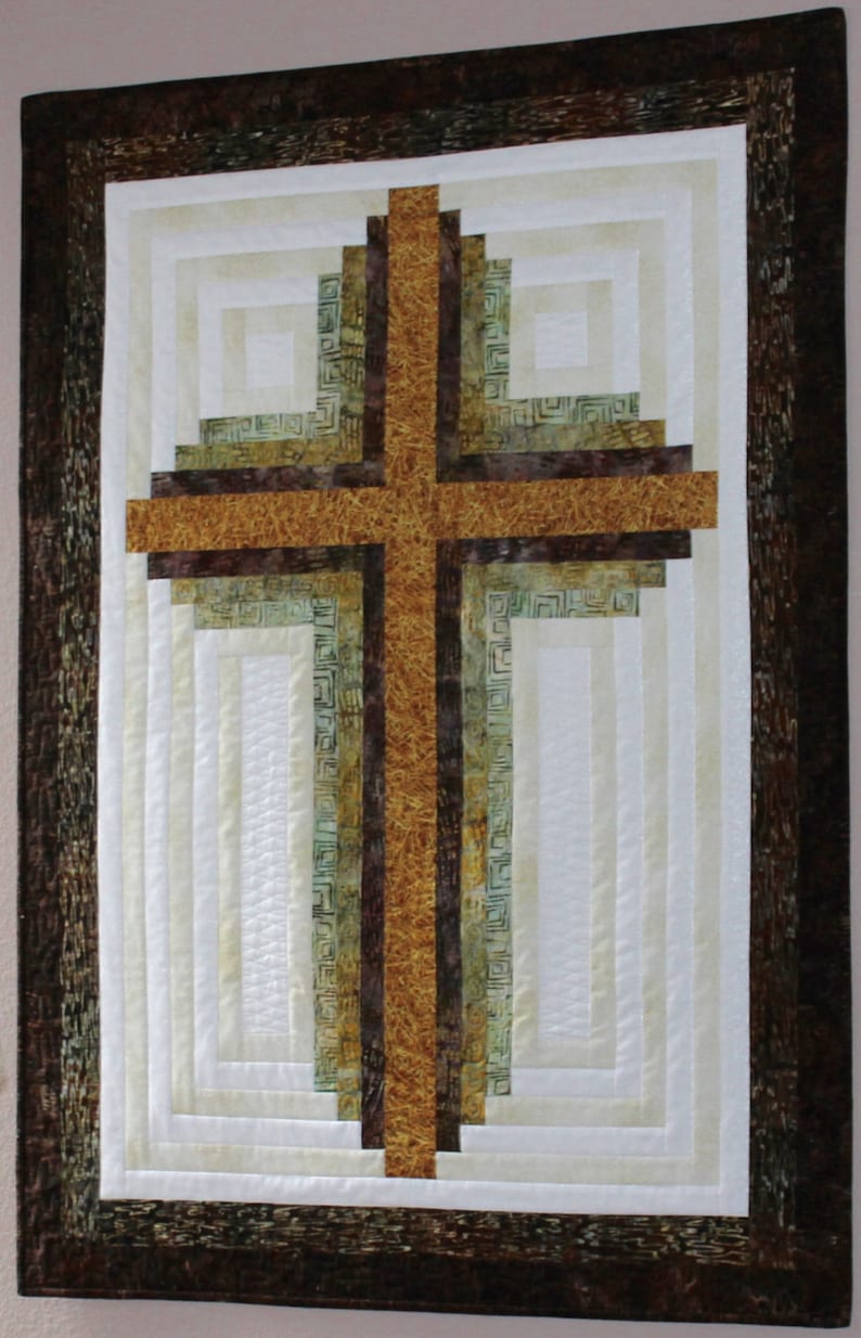 Cross Quilt Pattern , Log Cabin Christian Cross , Wall hanging: 33 inch x 45 inch , PDF Download image 2