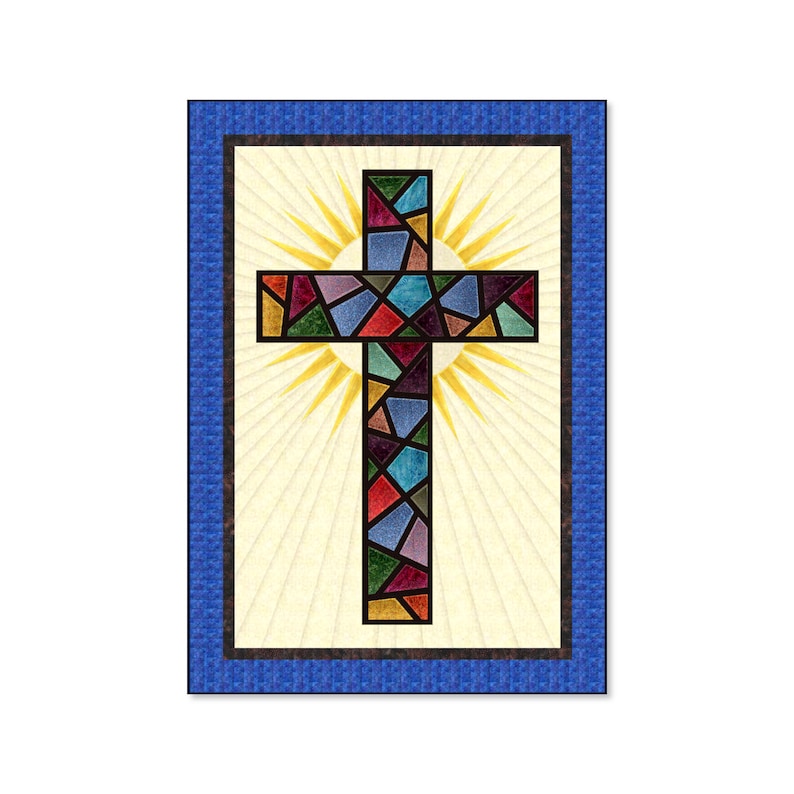 Stained Glass Cross / Christian Cross / Cross Quilt Pattern  image 1