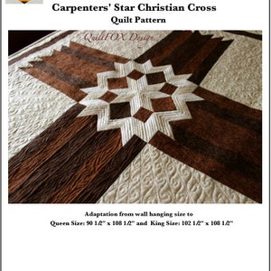 Cross Quilt Carpenters' Star Cross Queen / King size PRINTED image 4