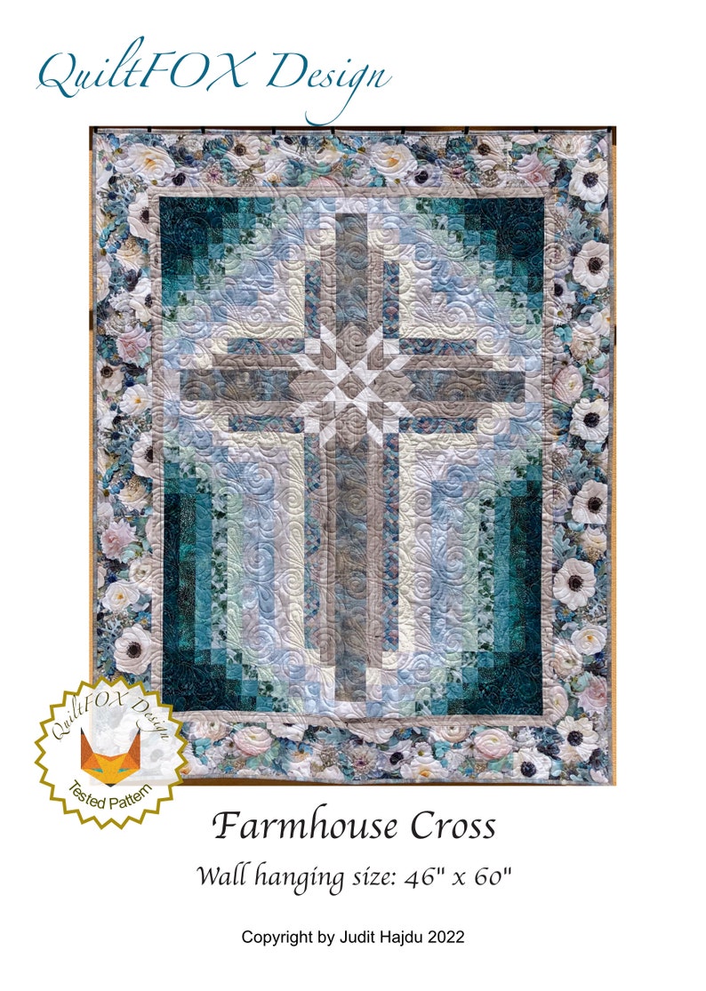 Quilt pattern Wall hanging quilt Farmhouse Cross size: 46 in. x 60 in. PRINTED image 3