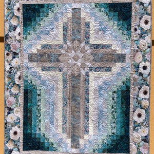 Quilt pattern Wall hanging quilt Farmhouse Cross size: 46 in. x 60 in. PRINTED image 6