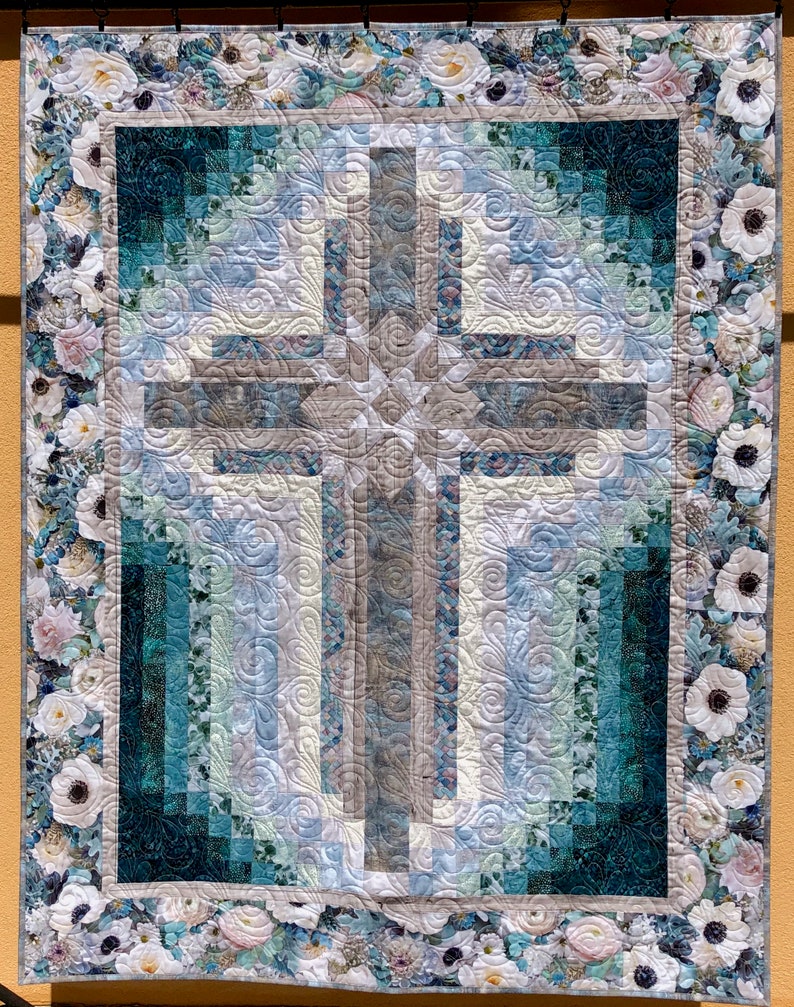 Quilt pattern Wall hanging quilt Farmhouse Cross size: 46 in. x 60 in. PRINTED image 6