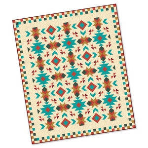 Southwest Quilt Anleitung - Southwest quilt - Nativ American Quilt - Volle Größe: 80 &quot;x 96&quot; , PDF Download