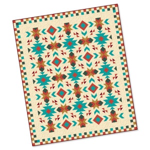 Southwest Quilt Pattern - Southwest quilt - Nativ American quilt - Full size: 80" x 96" , PDF Download