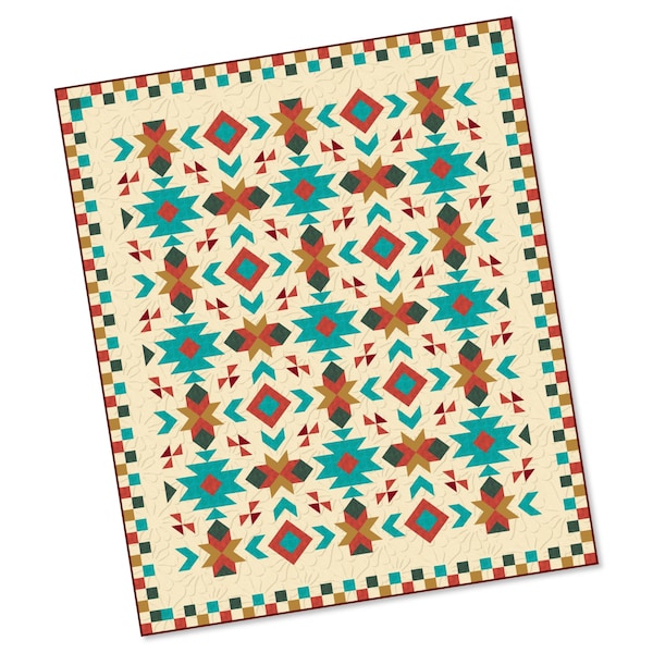 Southwest Quilt Pattern - Southwest quilt - Nativ American quilt - Full size: 80" x 96" , PDF Download