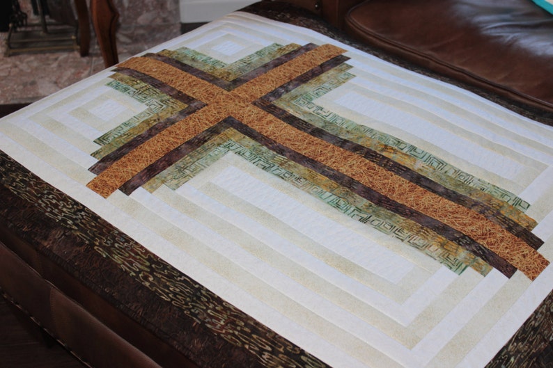 Cross Quilt Pattern , Log Cabin Christian Cross , Wall hanging: 33 inch x 45 inch , PDF Download image 3