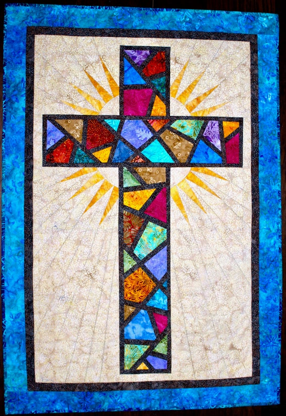 Stained Glass Cross Christian Cross Cross Quilt Pattern Etsy