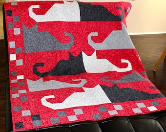 Patron de courtepointe pour chat - Compagnons de chat - Taille des genoux ou du jeté : 61 po x 73 po - Patron PDF