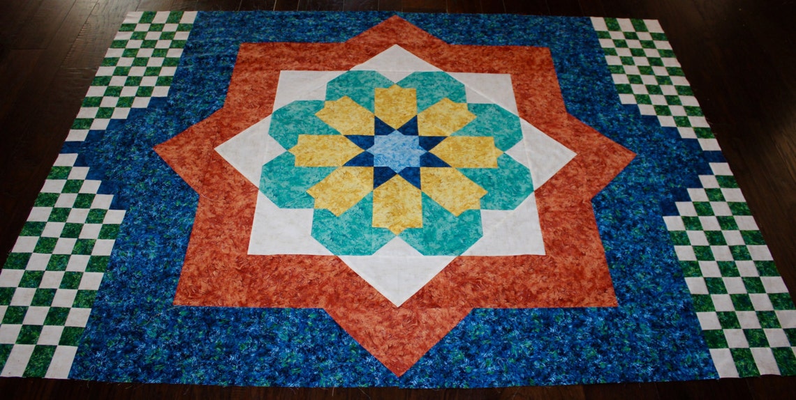 Moroccan Mosaic quilt pattern size 56 x 78 PDF pattern Etsy