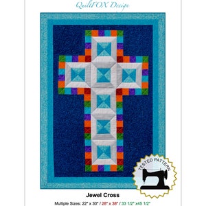 Cross Quilt Pattern - Jewel Cross - Religious quilt - Christening quilt - Multiple Sizes