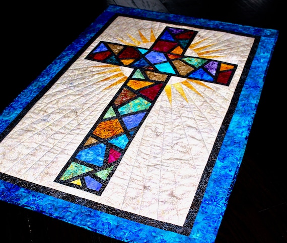 Stained Glass Cross Christian Cross Cross Quilt Pattern Etsy