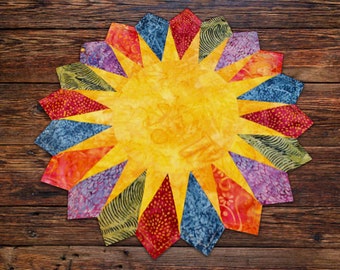 Sunshine placemats and quilt - 17 1/2 in. diameter - 57 in. x 76 in, quilt - PDF pattern