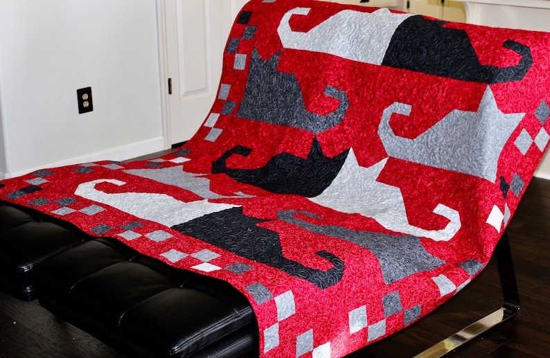 Cat Quilt Pattern Cat Companions Lap or Throw size: 61 in. x 73 in. PDF Pattern image 2