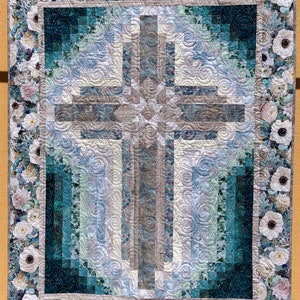 Quilt pattern - Wall hanging quilt - Farmhouse Cross - size: 46 in. x 60 in. - PDF Download