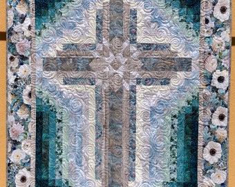 Quilt pattern - Wall hanging quilt - Farmhouse Cross - size: 46 in. x 60 in. - PDF Download