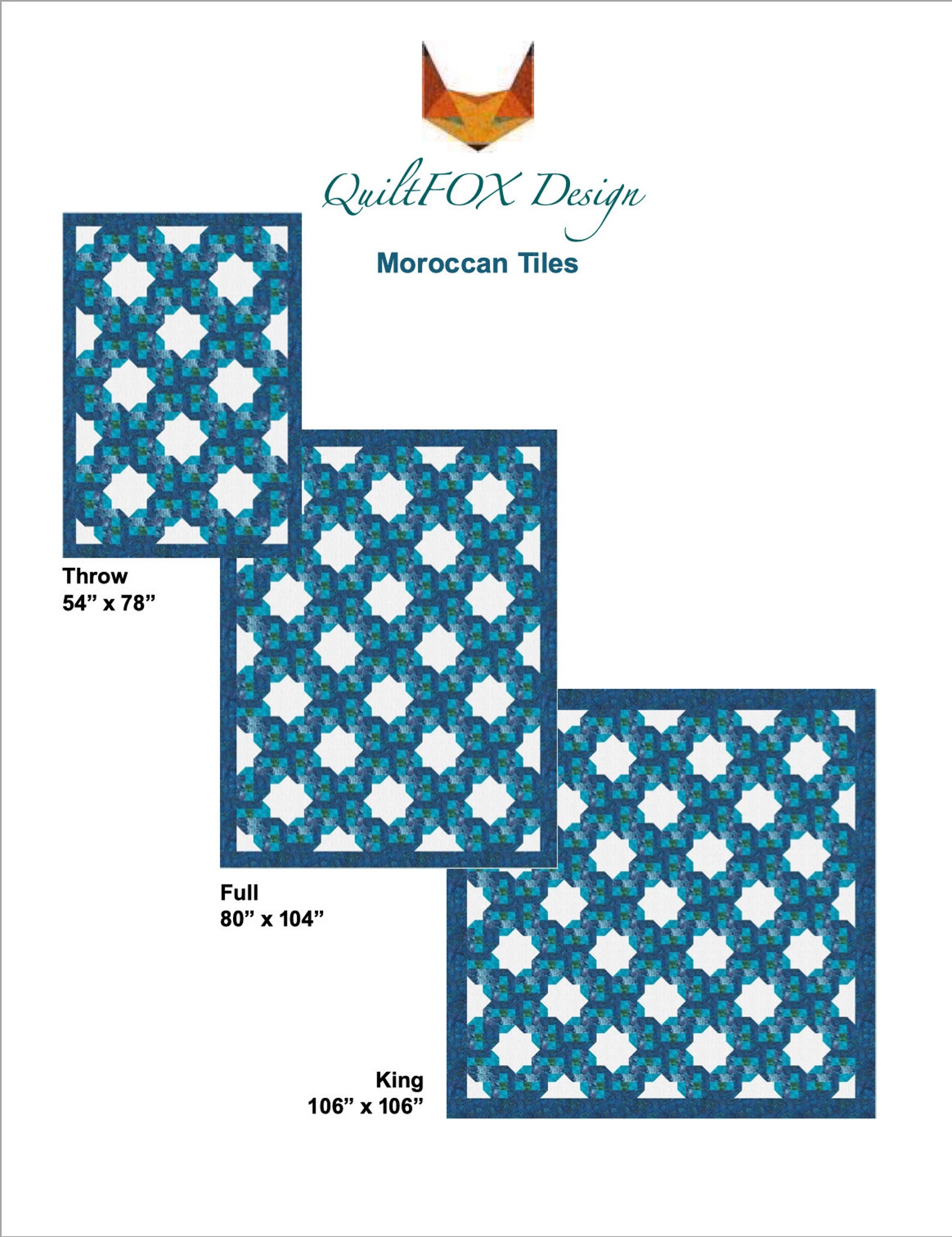 Quilt Pattern Moroccan Tiles Queen Size 92 x Etsy
