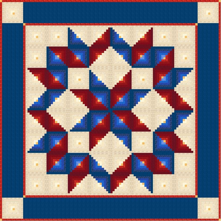 Americana Carpenter Star Quilt Pattern - Log Cabin Design (PDF Download ...