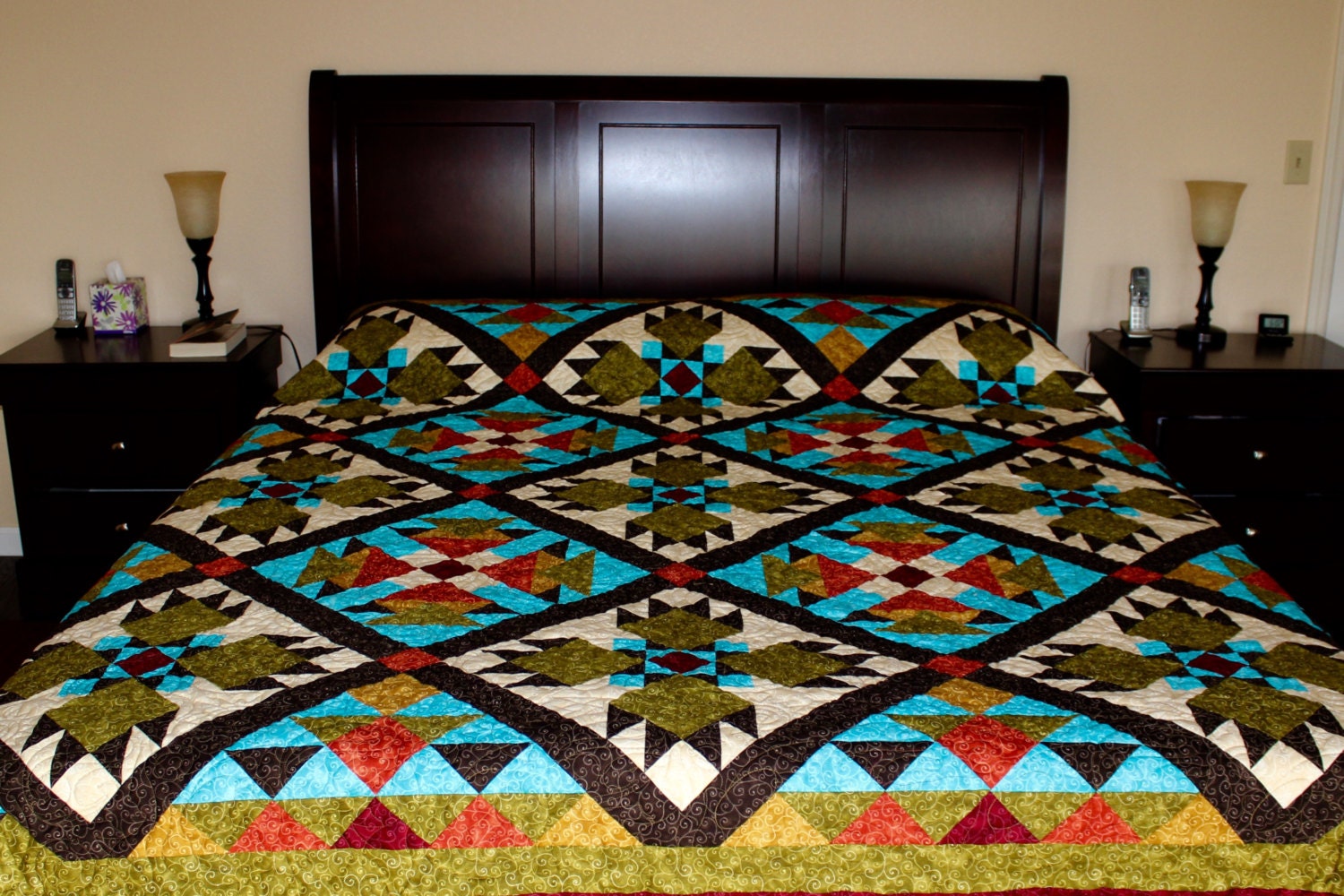 Southwest Quilt Pattern Bear Paw quilt Twin/Full Size Etsy