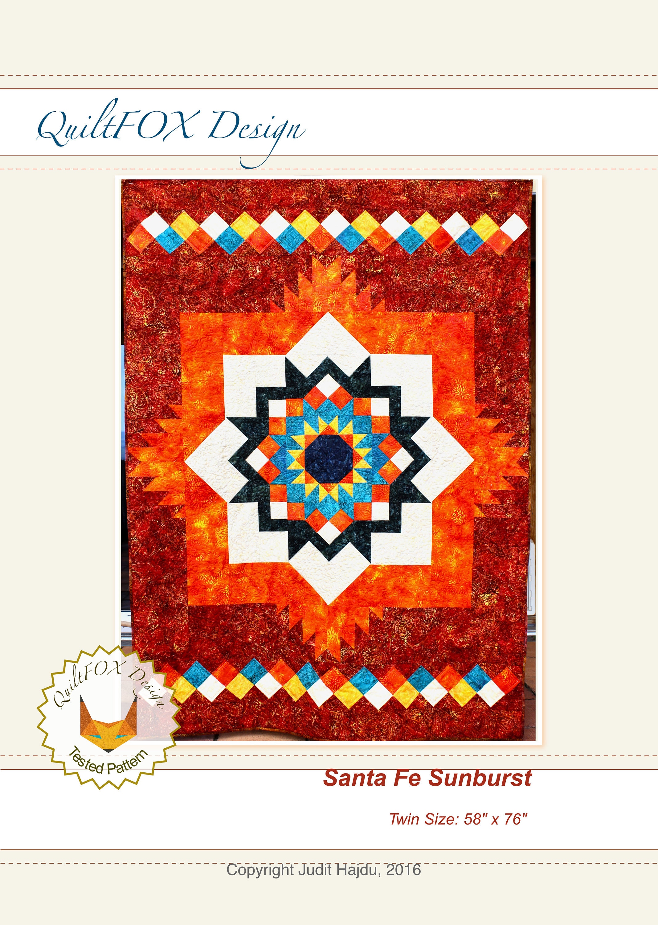 Southwest quilt pattern Santa Fe Sunburst throw size 58 x Etsy