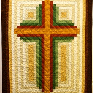 Log Cabin Christian Cross Cross quilt wall hanging multiple sizes PDF Download image 1