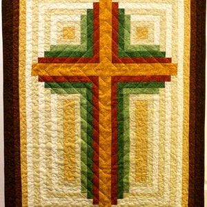 Log Cabin Christian Cross - Korsfilt - väggbonad - flera storlekar - PDF-nedladdning